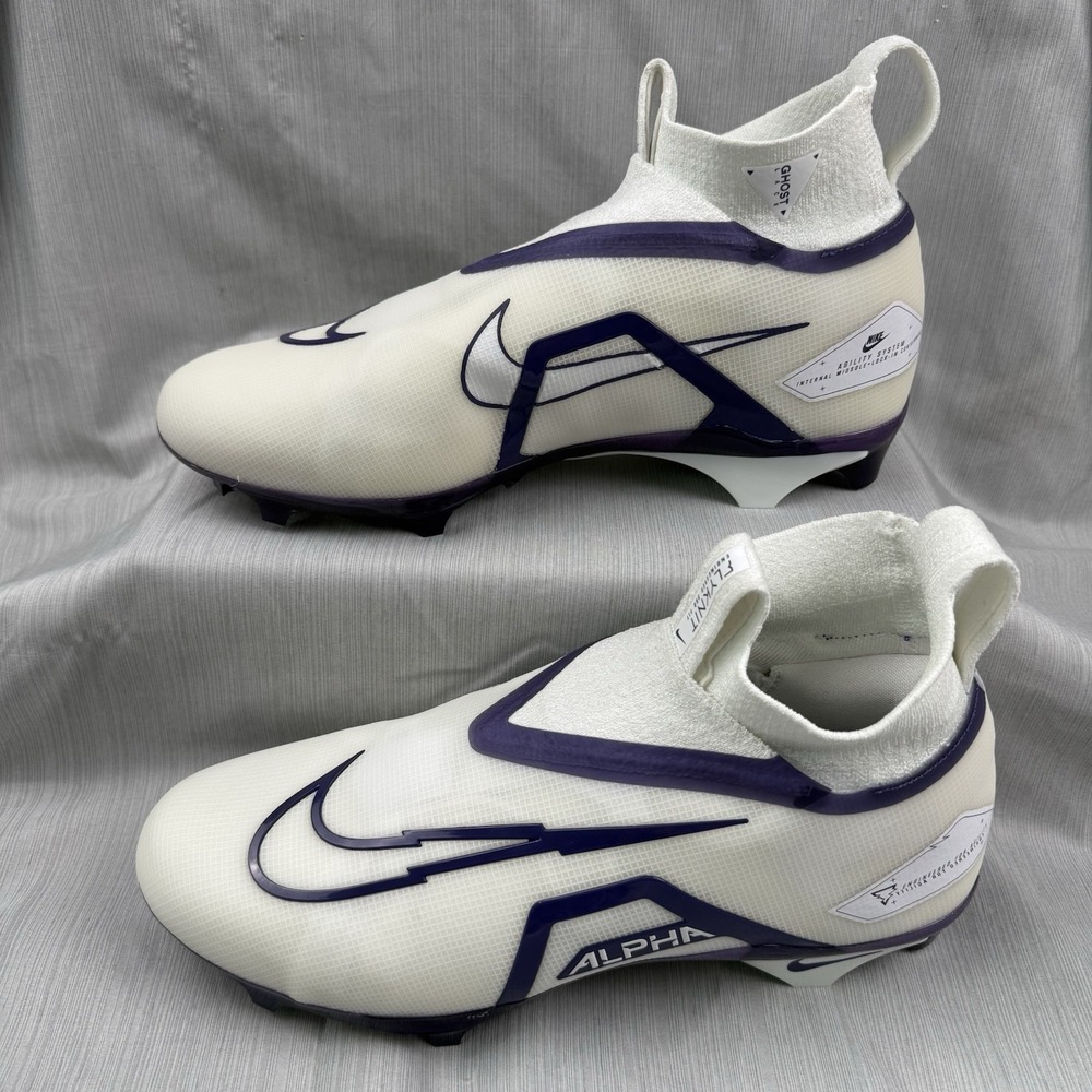 Nike Alpha Menace Elite 3 P Men Sz 12 White/Purple Football Cleat DM1792-101 New